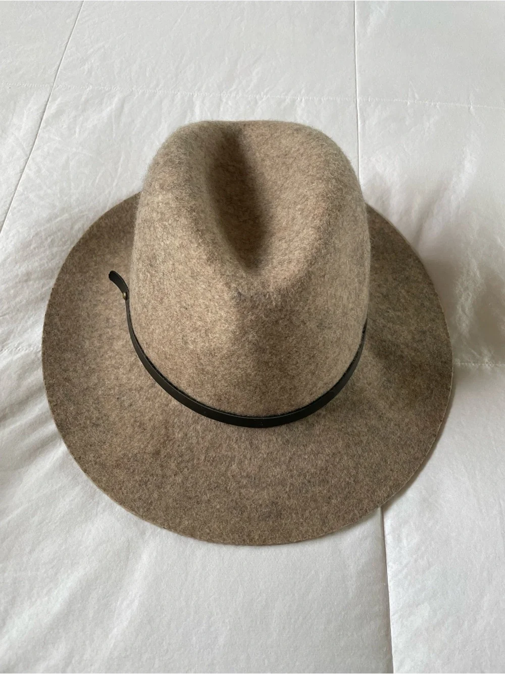 Banana Republic Oat Color Wool Felt Wide Brim Fedora Hat S/M Boho Panama Rancher
